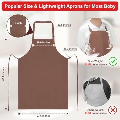 SHEOMERN Aprons for Men Kitchen Cooking – Waterproof & Oil Proof 3-Layer Long Pocket-Free Chef Apron for Grilling BBQ Baking – Gift for Men - color: Brown