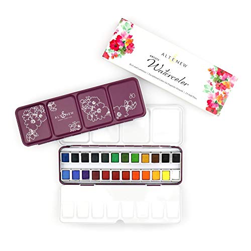Altenew Artist Watercolor 24 Pan Set, Best Watercolors, Easy Watercoloring, Watercolor Painting, Artist-Grade Water Colors, Great for Mixing