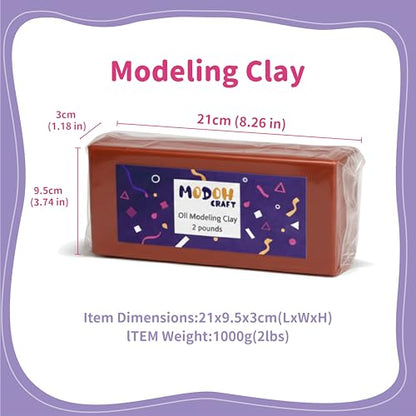 Plasticine Oil Based Modeling Clay, Non Hardening Reusable Clay, Non Toxic, Sulfur Free, No Bake, Non Drying Professional Plastilina Sculpting Clay (Terracotta, 2 Lbs) - color: Terracotta, size: 2 Lbs