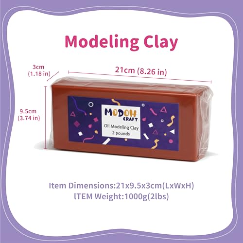 Plasticine Oil Based Modeling Clay, Non Hardening Reusable Clay, Non Toxic, Sulfur Free, No Bake, Non Drying Professional Plastilina Sculpting Clay (Terracotta, 2 Lbs) - color: Terracotta, size: 2 Lbs