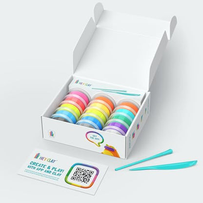 Hey Clay 15 Cans Set - Colourful Modelling Kids Air-Dry Clay 15 Cans with Sculpting Tools and Fun Interactive Instructions for Children Age 3+ (Exotic Pets) - style: Exotic Pets
