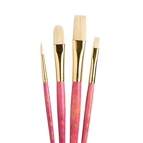 Princeton RealValue Brush Set, Natural, Pink Handle, 4 Piece, 1 Count - style: Set-9183