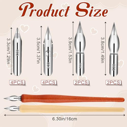 ElevateTech Comic Pen Nib Set, 14 Pcs Calligraphy Dip Pen Set Wooden Pens Holder with 12 Stainless Steel Dip-Nib Calligraphy Drawing Ink Pens Nibs Holders for Painting Writing Signing Comic