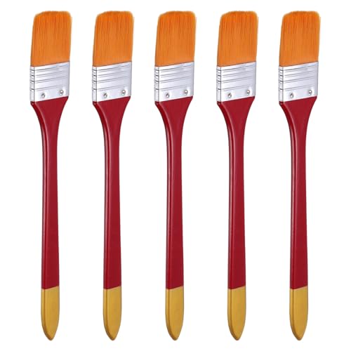 uxcell 5 Pcs Flat Paint Brush 1.3" Width Nylon Acrylic Painting Brushes Professional Paint Tools with Wooden Handle Orange Bristles for Watercolor Oil Crafts Face Body Art, Red/Yellow - size: 1.3"