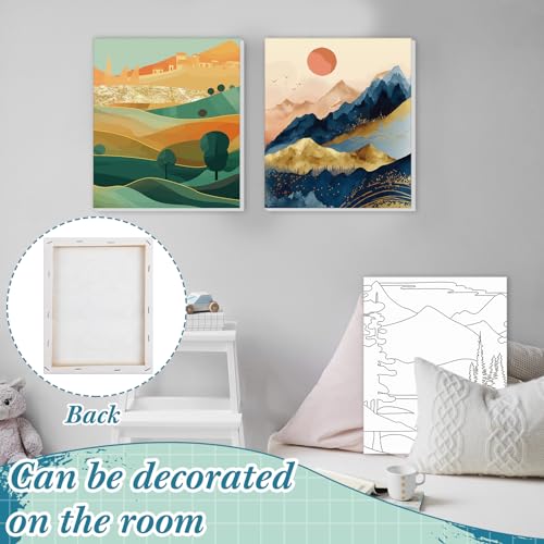 Sherr 12 Pcs Pre Drawn Canvas Pre Printed Canvas for Adults Sip and Paint Party Canvases Painting Kit for Summer Easter Mother's Day Party Favor(Mountain Lake,8 x 10 Inch) - size: 8 x 10 Inch, style: Mountain Lake