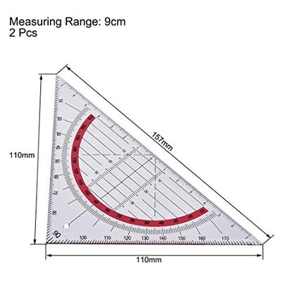 uxcell Triangle Ruler Square Set 90mm 45 Degrees Plastic Stationery Math Geometry 2pcs