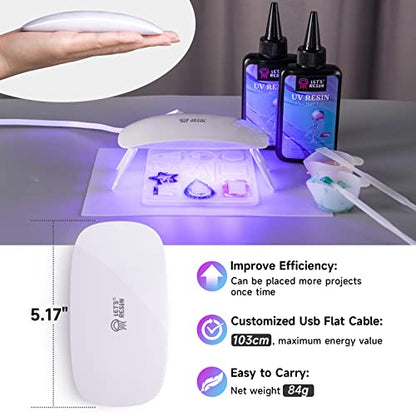 LET'S RESIN Mini UV Light for Resin, 2.5Times Higher Energy Value Portable Light, Faster Curing & 84g Light Weight UV Lamp, Supplies for UV Resin Molds, Jewelry Making, Craft Decor - size: Mini