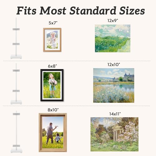 18” Steel Adjustable Tabletop Easel Stand,Picture Frame Holder for Display,Decorative Stands for Photos,Plates,Painting,Artwork,Poster,Books (White, 18 in)