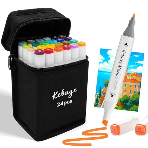 Alcohol Based Art Markers Set 24 Color - Professional Double Sided Marcadores for Artist, Best Blendable Coloring Marker Pens for Adult - Coloring Books No Bleeding Illustration Drawing for Kids Gifts - style: White-24PCS