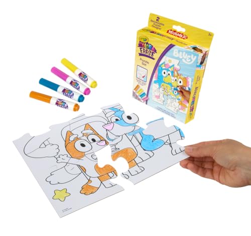 Crayola Color & Erase Bluey Puzzle Set, 12 Color in Puzzle Pieces, Reusable, Double Sided Kids Puzzle, Bluey Gift for Kids, 3+ - style: Color & Erase: Bluey Puzzle Set