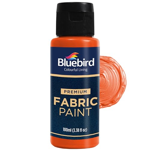 BLUEBIRD Fabric Paint, Tangerine, 3.4 Fl Oz, Permanent Fabric Paints for Clothes, Furniture Upholstery - color: Tangerine, size: 3.4 Fl Oz (Pack of 1)
