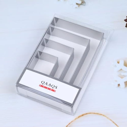 Rectangle Cookie Cutter Set Large - 5 Inch, 4 Inch, 3 Inch, 2 Inch - Geometric Frame Plaque Cookie Cutters Shapes Biscuit Molds - Stainless Steel - color: Rectangle