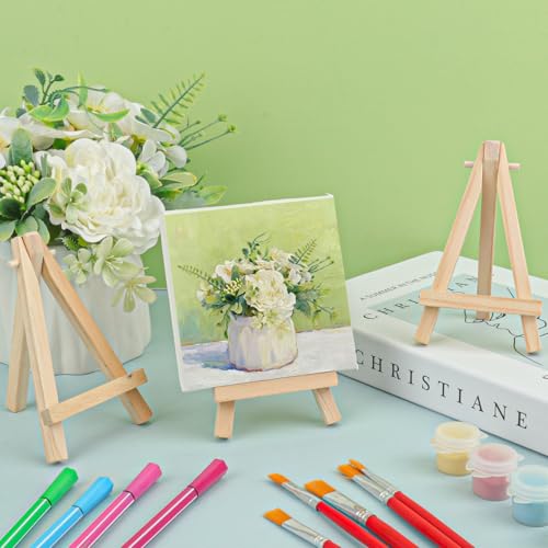 Yiksonyo 96 Pack 4.5 Inch Wooden Easel, Tabletop Wood Easels, Small Wooden Easel for Painting, Art, and Crafts - size: 96 Pack 4.5 Inch