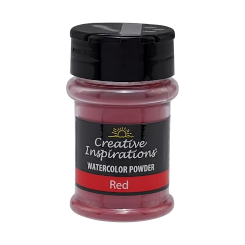 Creative Inspirations Powder Watercolor Paint - 38g Shaker Bottle, Red - Dye-Based Water-Soluble Crystalline Pigments - Non-Toxic, Perfect for Abstract and Spontaneous Effects - color: Red, style: Pack of 1
