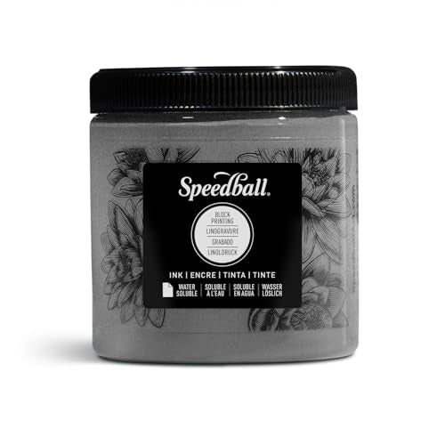 Speedball 3815 Water Soluble Block Printing Ink – Bold Color With Satin Finish AP Non-toxic 8 Fl. Oz., Pewter - color: Pewter, size: 8 fl oz