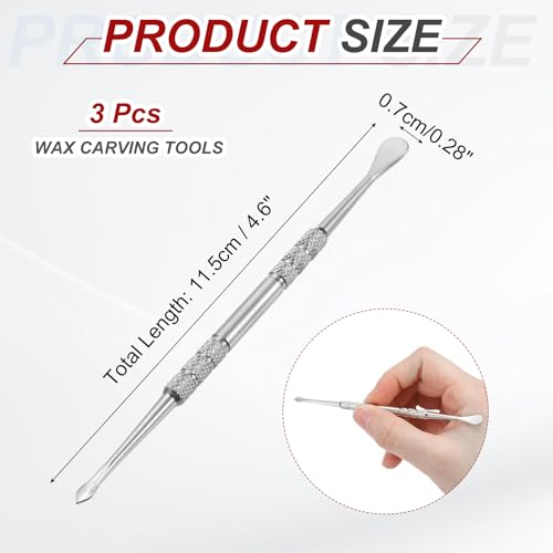 MECCANIXITY 3 Pcs Wax Carving Tools Stainless Steel 4.6 Inch Double-Headed Wax Carving Sculpting Tools for Modeling Sculpting Shaping, Silver Tone - color: Silver Tone