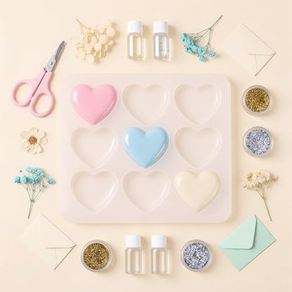 JJUNW 2 Pcs Valentine Heart Resin Mold, Heart Epoxy Mold Silicone Mold for Valentine Gift Party Gifts Shape Pendant Making DIY Craft