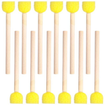 40PCS Paint Sponges, 0.6'' Sponge Brushes for Painting, Round Sponge Foam Brush, Yellow Sponges Paint Brushs Wooden Handle Foam Brush SpongePaints Brushes for DIY Arts