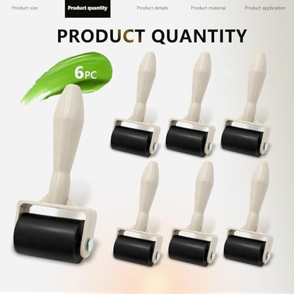 Rubber Brayer Roller Kit, Rubber Rollers for Printmaking Wallpaper Ink Stamping Gluing Oil Painting Plastic Relief Crafting Art DIY (6 Rollers)