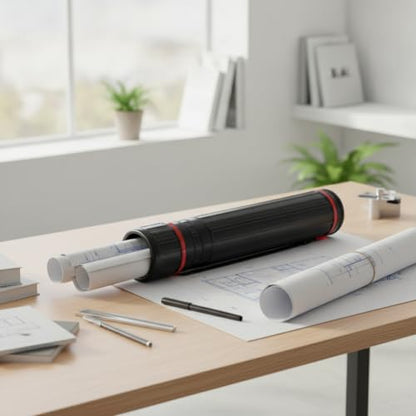 Adjustable Wooden Art Tube, Telescoping Poster and Blueprint Storage Case, Rigid Black Cylinder for Rolled Documents (1 PC) - size: 14.96 x 4.13 x 4.13 in