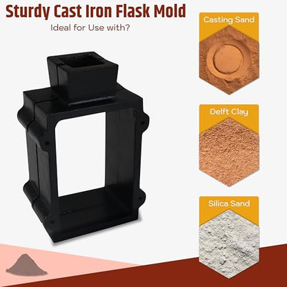 SIMOND STORE 4 PC - Casting Sand Mold - Cast Iron Casting Flask Mold - 4 Located Pins Sand Casting Kit Used as Jewelry Casting Molds, Metal Casting Molds & Pewter Casting Molds - size: 2 Part Flask Mold Pack OF (4)