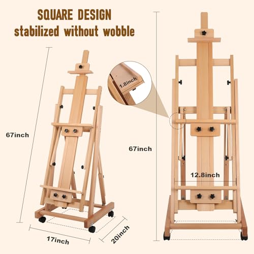 Painting Easel for Adults, Adjustable Angle Easel, Removable Floor Adjustable Easel with Brake Wheels for Artist, Lover of Painting - style: Model 2