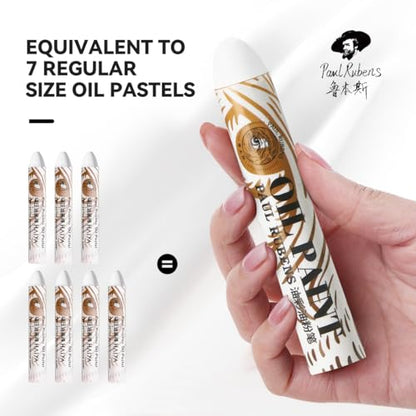 Paul Rubens Jumbo White Oil Pastels - 2 Pack (60g Each, 0.79"x4.72"), Extra Soft & Creamy, Professional Blendable Pastel Sticks for Artists, Students, Sketching & Large Areas - color: White
