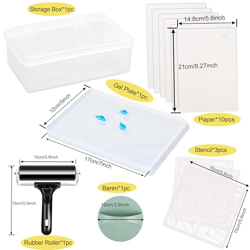 Reusable Gel Printing Plate - 5" X 7" Gel Plate with Press Rubber，No Aging and Bubbling Gel Printing Plate, Printmaking for Card Making, Arts and Crafts, Scrapbooking and Journaling