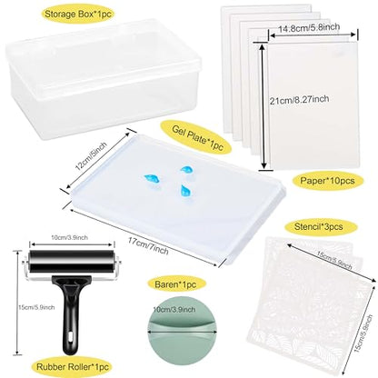 Reusable Gel Printing Plate - 5" X 7" Gel Plate with Press Rubber，No Aging and Bubbling Gel Printing Plate, Printmaking for Card Making, Arts and Crafts, Scrapbooking and Journaling