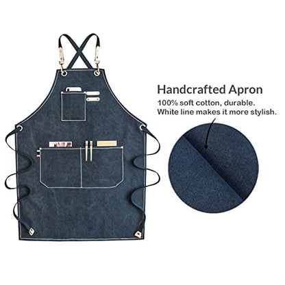 carrotez Adjustable Over sized Plus Size Canvas Apron with Pockets Men and Women Aprons - color: Navy