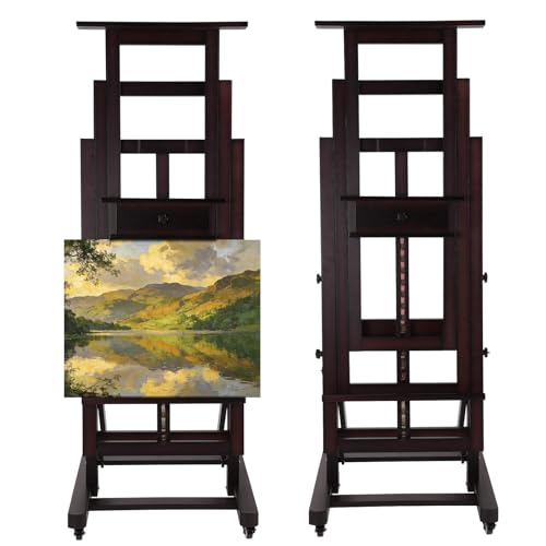 Large Studio Painting Easel Solid Beech Wood Painting Stand Adjustable Floor H-Frame Art Easel for Adults Artists Hold Canvas Up to 78.7in High
