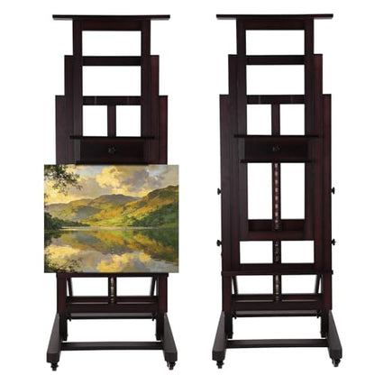 Large Studio Painting Easel Solid Beech Wood Painting Stand Adjustable Floor H-Frame Art Easel for Adults Artists Hold Canvas Up to 78.7in High