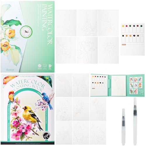 Breathly Watercolor Kit, 2026 New Breathly Creative Stress Relief Kit, 2 Pcs Watercolor Painting Book, DIY 3-Fold Watercolor Pad for Beginners and Enthusiasts, Art Therapy Travel Set for Relaxation - color: green