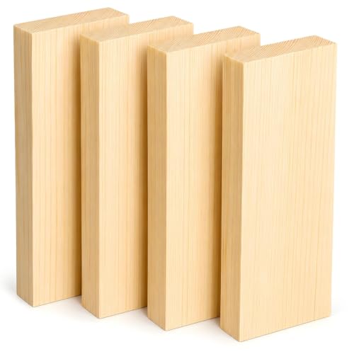 4 Pcs Unfinished Wood Blocks, 3x10x1 Inch Wooden Block, Wood Carving Blocks for Crafting Home Crafts DIY Supplies Carving Crafting - size: 3x10x1 Inch
