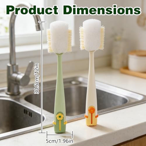 5 in 1 Bottle Cleaning Brush Set, 2026 New Multifunctional Water Bottles Cleaner Brushs, Detachable Portable Bottle and Cup Lid Cleaning Brush Tool, Straw, Lid, Gap & Cup Brushes (Green + White)