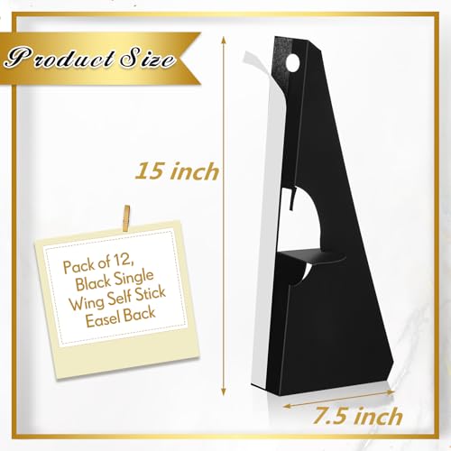 Marspark Poster Stand Self Stick Easel Back Poster Board Stand Convenient Peel and Stick Self Adhesive Easels Display Cardboard Sign (15 Inch,Black,12 Pack) - color: Black, size: 15 Inch