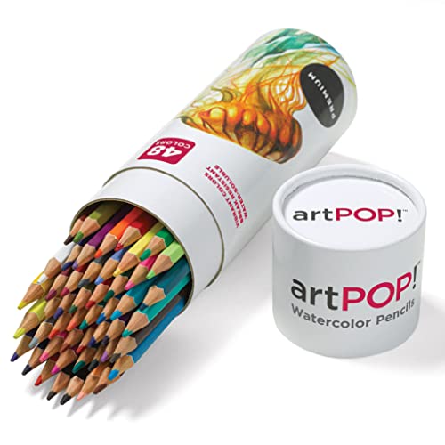 artPOP! Watercolor Pencils, 48 Vibrant Colors, Premium Quality, Hexagonal Grip, Water Soluble Colors for Drawing, Blending, Painting, and Mixed Media - size: 1 Count (Pack of 1)