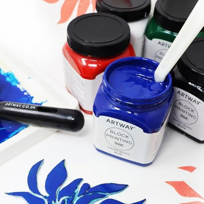 Artway Premium Block Printing Ink - 250ml - Blue - Ideal for Relief, Block and Lino Printmaking - color: Blue