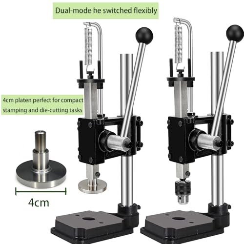 Leather Press Machine Hole Puncher Hand Punching Machine with 4cm Round Press Plate,11pcs Punch Tool Include Rivet Setter,Snap kit Tool for DIY Craft Punching Cutting,Install Rivets and Snap Buttons - size: D