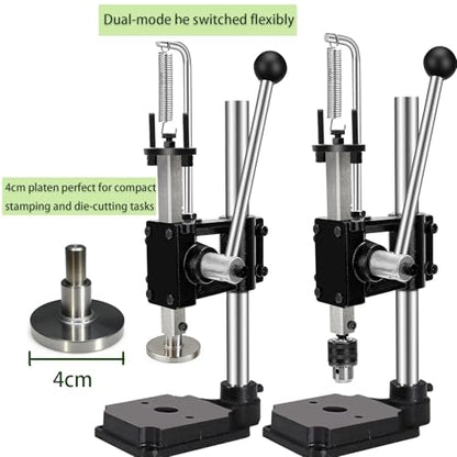 Leather Press Machine Hole Puncher Hand Punching Machine with 4cm Round Press Plate,11pcs Punch Tool Include Rivet Setter,Snap kit Tool for DIY Craft Punching Cutting,Install Rivets and Snap Buttons - size: D
