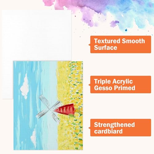 8 Pack 8x10in Canvas Painting Kit, Canvases Board & Easel & Acrylic Paint Set for Adults, Drawing Boards with Palette & Brushes for Party