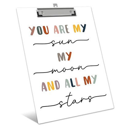 Therapist Clipboard, Affirmation ClipBoards with Low Profile Clip for Nurses Baby, Mental Health ClipBoards Suitable for School Office, 12.6 x 9 Inch Size - C09 - style: You Are My Sun My Moon And All My Star