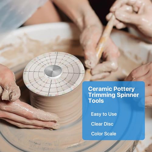 Akamino Ceramic Pottery Trimming Spinner Tools, Rotary Disc Pottery Wheel Trimmer Tool Clay Tools with Metal Pottery Throwing Wheel for Potters and Clay Artists(Large)