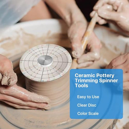 Akamino Ceramic Pottery Trimming Spinner Tools, Rotary Disc Pottery Wheel Trimmer Tool Clay Tools with Metal Pottery Throwing Wheel for Potters and Clay Artists(Large)
