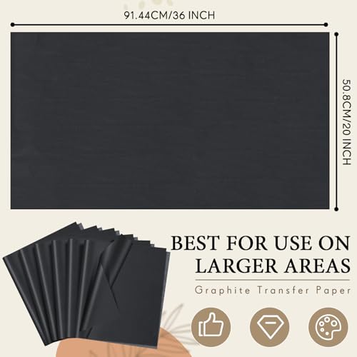 Epakh 20 Sheets 20" X 36" Large Graphite Carbon Transfer Paper, Reusable Transfer Paper for Canvas, Wood, Fabric, Papers, Ceramic, Drawing, Sketching, Painting and DIY Crafts - size: 20" x 36"
