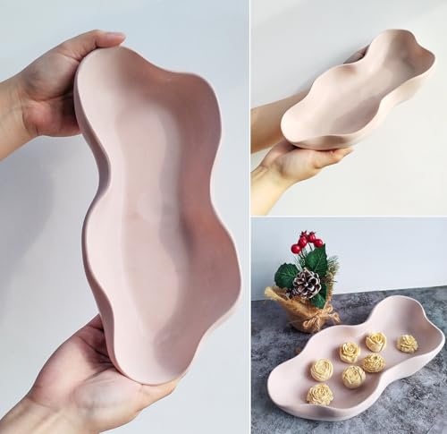 Wehous Large Candle Holder Silicone Molds, Irregular Candle Vessels Bowl Container Resin Concrete Mold, Silicone Molds for Epoxy Resin, Plant Pot Trinket Candy Storage Tray Cement Mould Art Craft - color: Wave Bowl