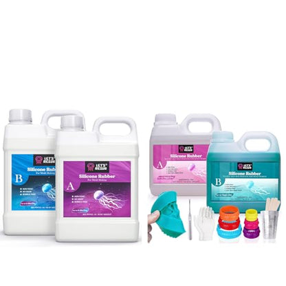 Bundle Set of 15A Liquid Silicone Rubber and 10A Teal Color Mold Making Liquid Silicone Rubber