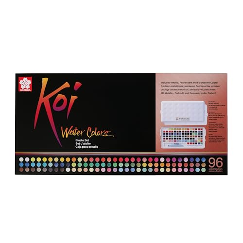 SAKURA Koi Studio Water Color Paint Set, 96 Cake Colors w/Water Brush XNCW-96N