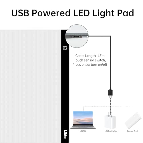 Mlife A3s Diamond Art Painting Light Board with 3 Adjustable Brightness Tracing Light Box, USB Powered LED Light Pad Diamond Art Accessories for Drawing, Sketching, Animation - style: A3S