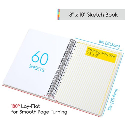 MEEDEN Mixed Media Paper Pad: 8" x 10" 112lb/165gsm Spiral Bound Mixed Media Sketchbook with DIY Cover - 60 Sheets Art Drawing Paper Sketch Pad for Artist Adults Painting Writing Sketching - size: 8" x 10"